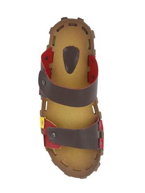 brown leatherette slip on slippers - 15722393 - Standard Image - 4