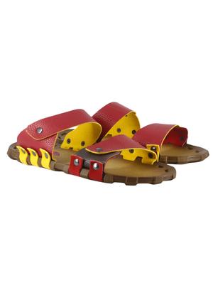red leatherette slip on slippers - 15722394 - Standard Image - 4