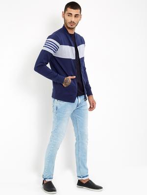 navy blue cotton casual jacket - 15724442 - Standard Image - 4