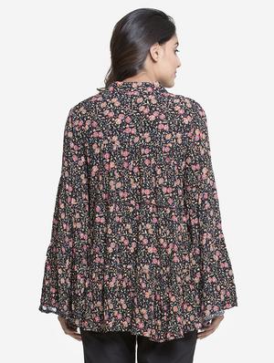 frill trim bell sleeved top - 15724580 - Standard Image - 4