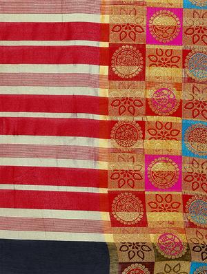 floral zari border woven saree with blouse - 15724730 - Standard Image - 4