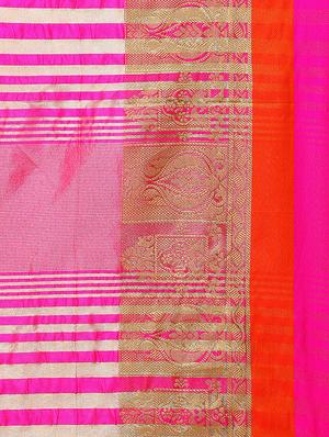 zari border woven saree with blouse - 15724739 - Standard Image - 4
