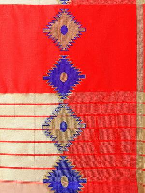 geometrical zari border woven saree with blouse - 15724740 - Standard Image - 4
