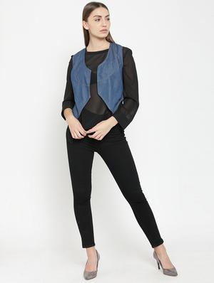 asymmetric hem denim shrug - 15725286 - Standard Image - 4