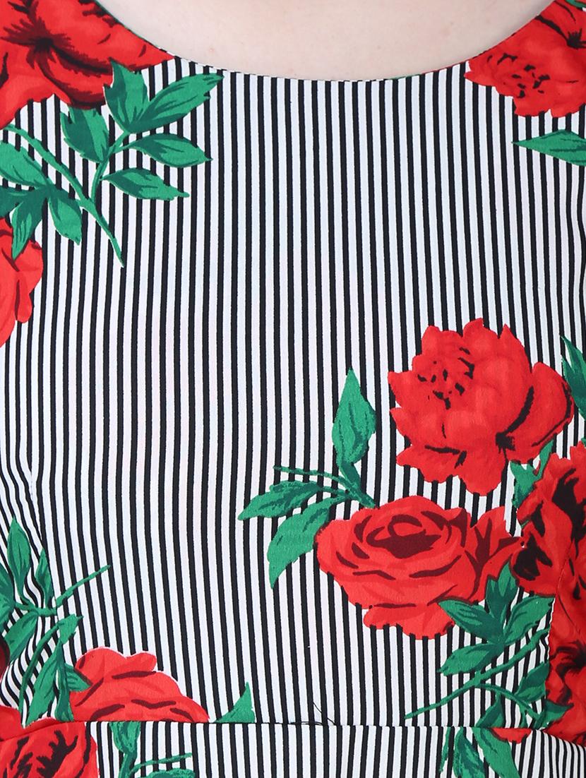 round neck striped floral maxi dress - 15726106 - Zoom Image - 4