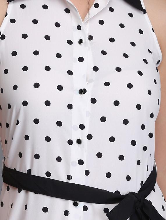 tie up waist polka dots maxi dress - 15726271 - Zoom Image - 4
