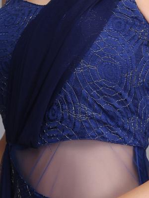 Dupatta look drape fit & flare gown - 15726281 - Standard Image - 4