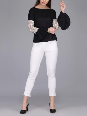 lace insert bell sleeved top - 15726285 - Standard Image - 4