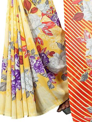 floral printed saree with blouse - 15726299 - Standard Image - 4