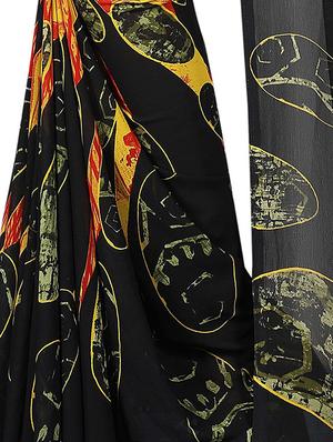geometrical printed saree with blouse - 15726302 - Standard Image - 4