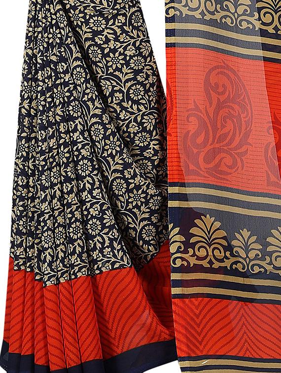 floral printed saree with blouse - 15726303 - Zoom Image - 4