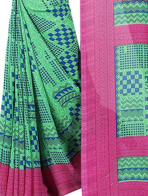 checkered printed saree with blouse - 15726305 - Standard Image - 4