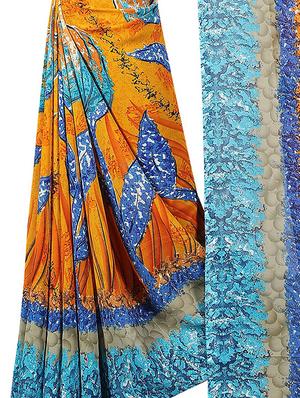 floral printed saree with blouse - 15726307 - Standard Image - 4