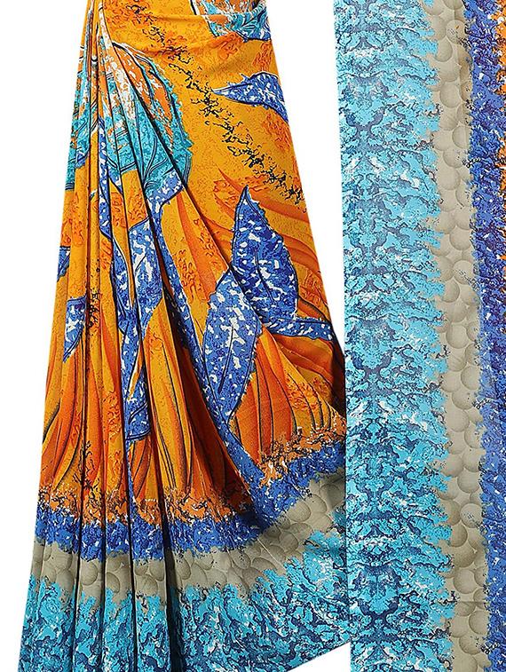 floral printed saree with blouse - 15726307 - Zoom Image - 4