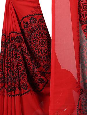 floral printed saree with blouse - 15726308 - Standard Image - 4