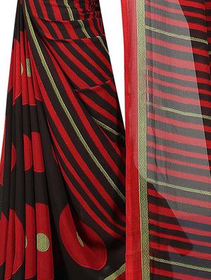 striped printed saree with blouse - 15726309 - Standard Image - 4