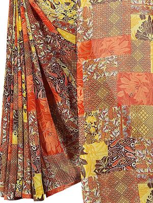 contrast border printed saree with blouse - 15726313 - Standard Image - 4