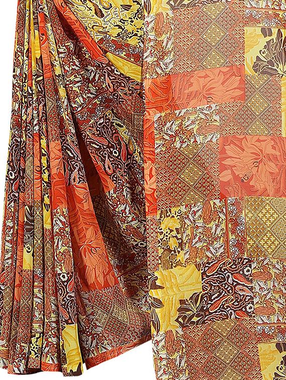 contrast border printed saree with blouse - 15726313 - Zoom Image - 4