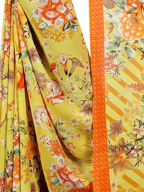 floral printed saree with blouse - 15726314 - Zoom Image - 4
