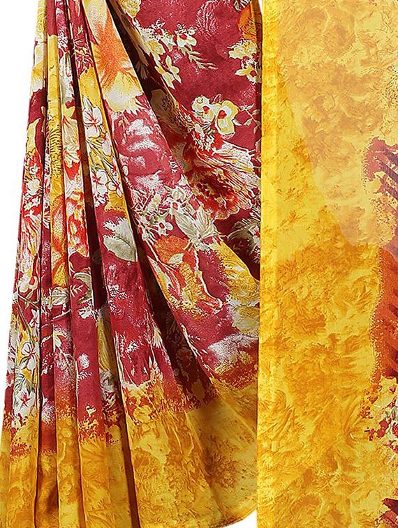 floral printed saree with blouse - 15726315 - Zoom Image - 4