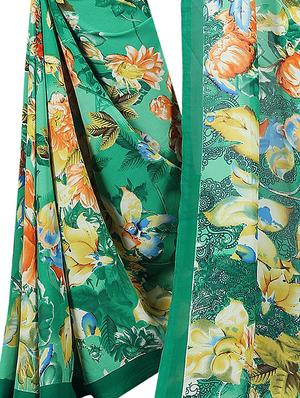 floral printed saree with blouse - 15726316 - Standard Image - 4