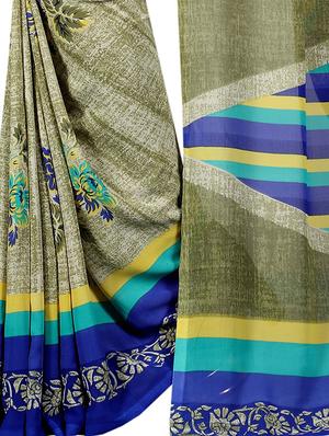 floral printed saree with blouse - 15726319 - Standard Image - 4