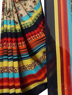 floral printed saree with blouse - 15726321 - Standard Image - 4