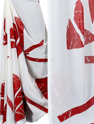 geometrical printed saree with blouse - 15726323 - Standard Image - 4