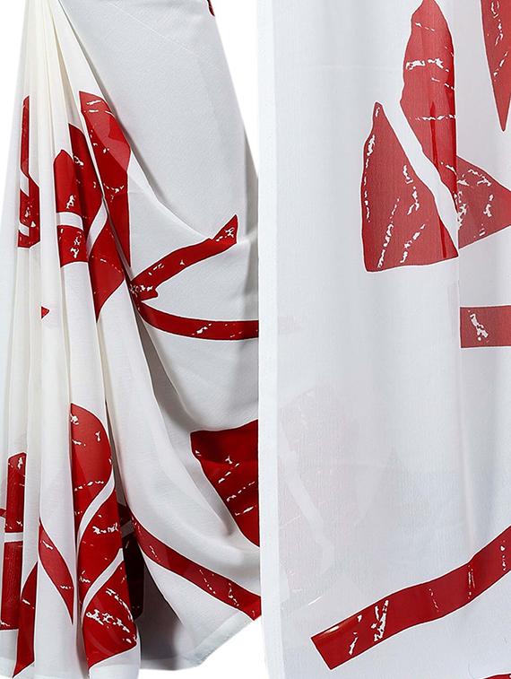 geometrical printed saree with blouse - 15726323 - Zoom Image - 4