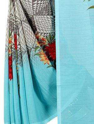 geometrical printed saree with blouse - 15726324 - Standard Image - 4