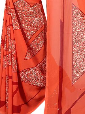 geometrical printed saree with blouse - 15726325 - Standard Image - 4