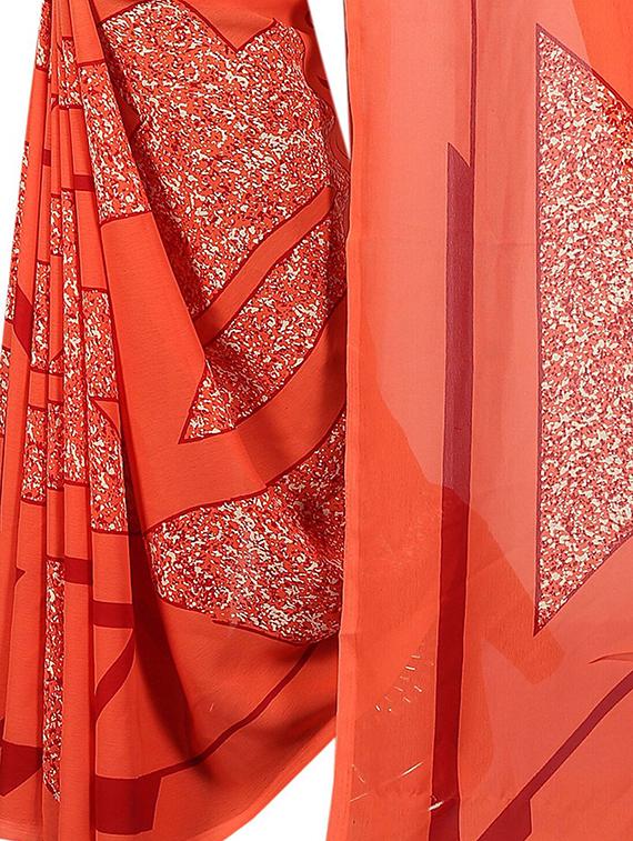 geometrical printed saree with blouse - 15726325 - Zoom Image - 4