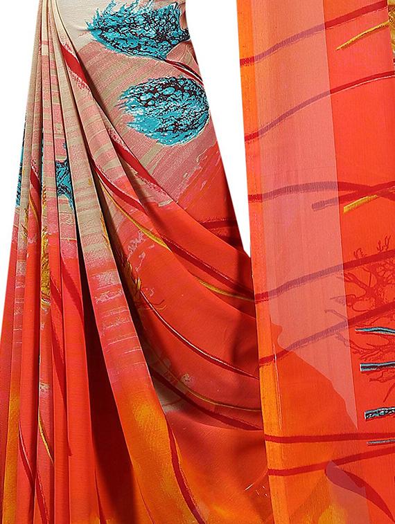 digital floral printed saree with blouse - 15726327 - Zoom Image - 4