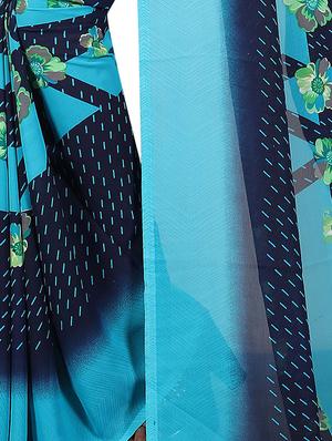 geometrical printed saree with blouse - 15726329 - Standard Image - 4