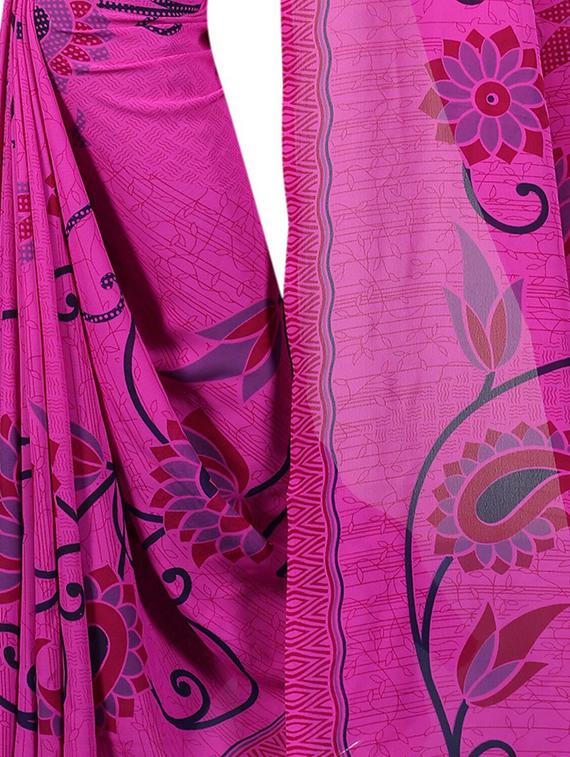 floral printed saree with blouse - 15726331 - Zoom Image - 4