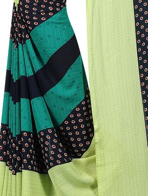 geometrical printed saree with blouse - 15726332 - Standard Image - 4