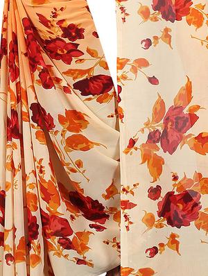 floral printed saree with blouse - 15726333 - Standard Image - 4