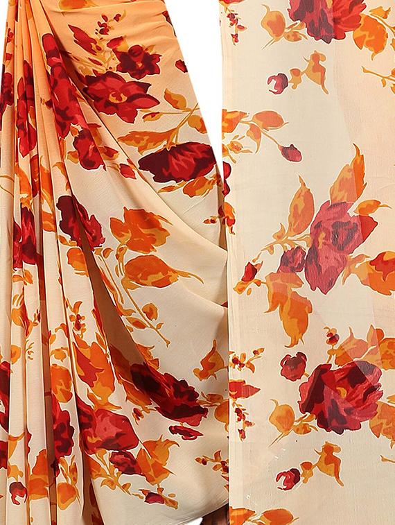 floral printed saree with blouse - 15726333 - Zoom Image - 4