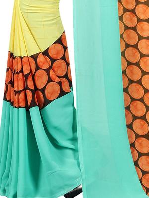 polka dots printed saree with blouse - 15726334 - Standard Image - 4