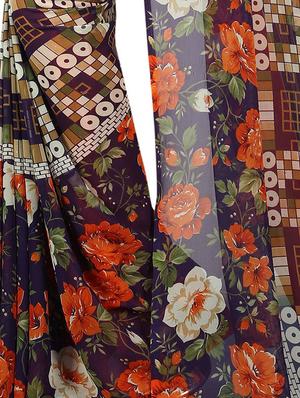 floral printed saree with blouse - 15726338 - Standard Image - 4