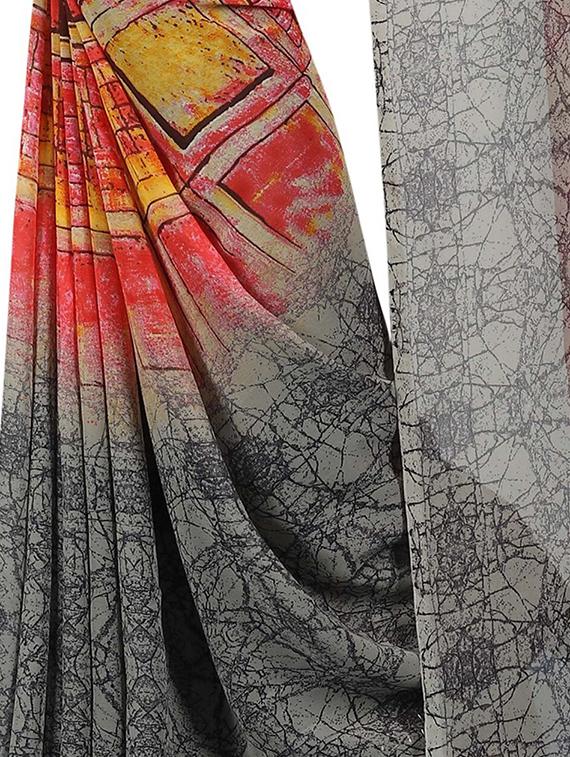 geometrical printed saree with blouse - 15726339 - Zoom Image - 4