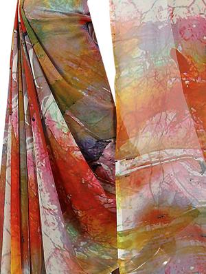 abstract printed saree with blouse - 15726341 - Standard Image - 4