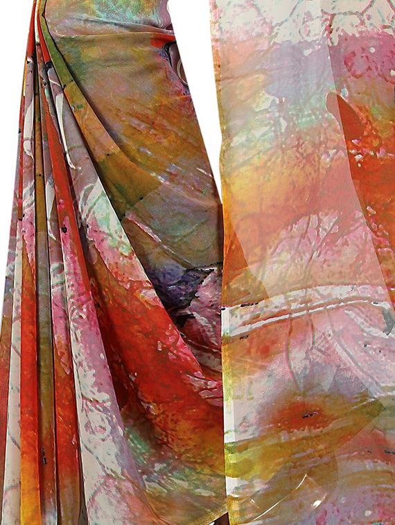 abstract printed saree with blouse - 15726341 - Zoom Image - 4