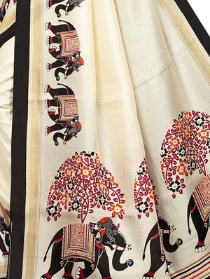 kalamkari printed saree with blouse - 15726343 - Standard Image - 4