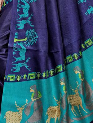 kalamkari printed border saree with blouse - 15726344 - Standard Image - 4