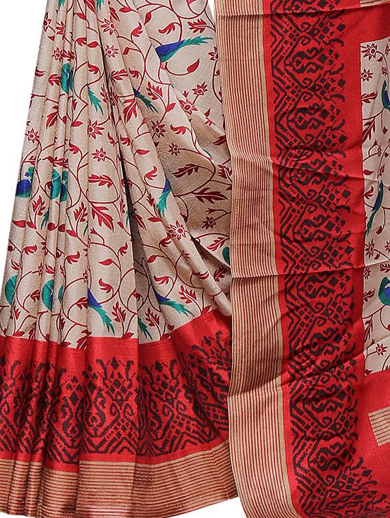 conversational printed saree with blouse - 15726347 - Zoom Image - 4