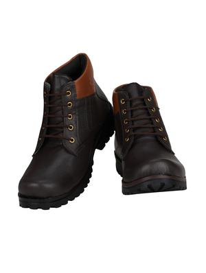 brown leatherette high ankle boots - 15726561 - Standard Image - 4