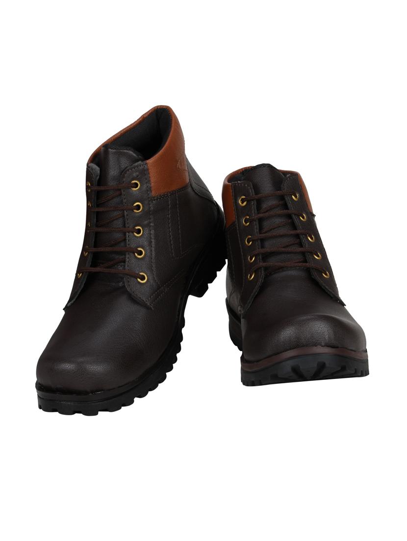 brown leatherette high ankle boots - 15726561 - Zoom Image - 4