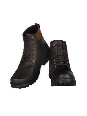 brown leatherette high ankle boots - 15726568 - Standard Image - 4