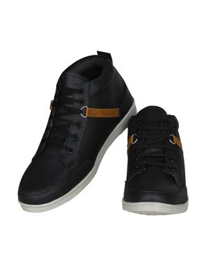 black leatherette lace up sneakers - 15726570 - Standard Image - 4